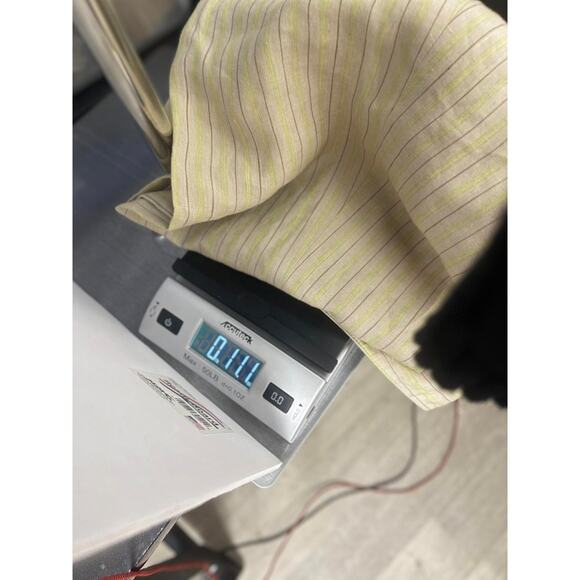 Rafaella size 12 linen pants fully lined women's trousers khaki cream stripe - Picture 16 of 16